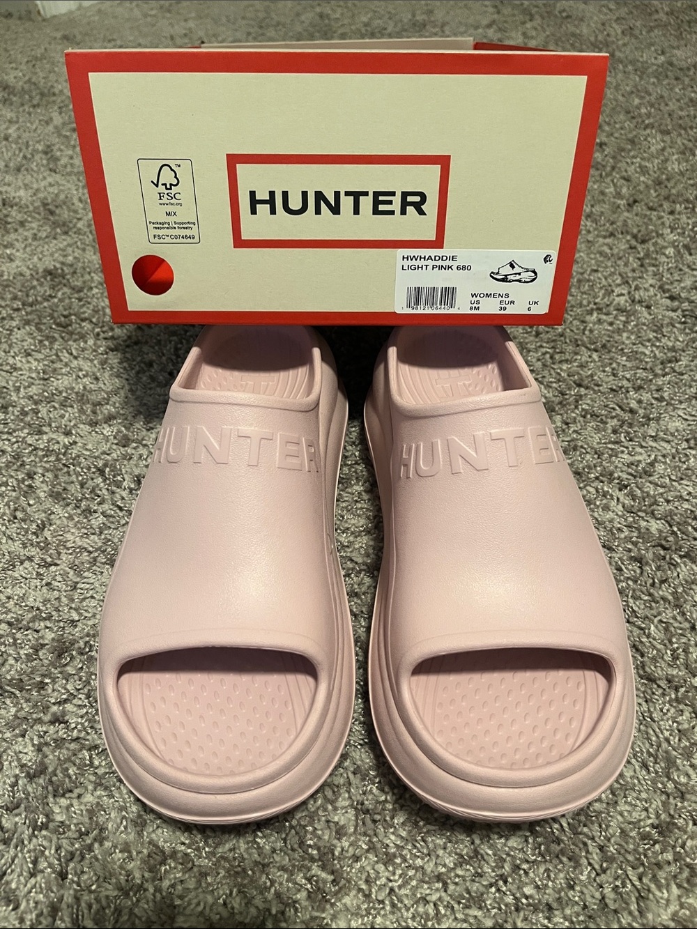 Hunter Haddie Light Pink Slide Sandals - New with Box